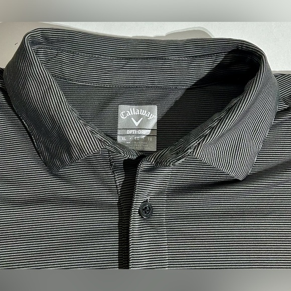 Callaway Mens Opti Dri Golf Polo Golf Shirt Size XL Gray Striped Short Sleeve - Picture 2 of 7